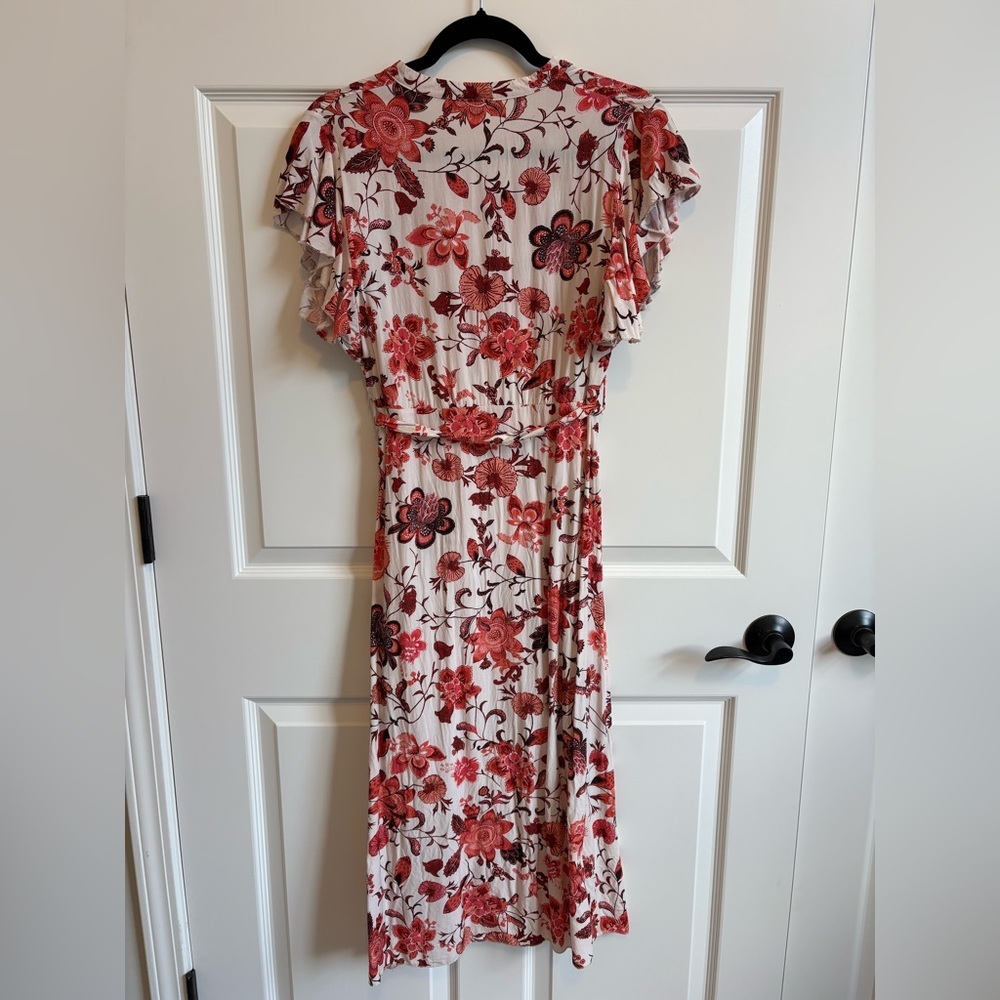 Euromoda Boho Floral Tie Belt Midi/Maxi Dress Reds Size Small made in Italy - Picture 3 of 8